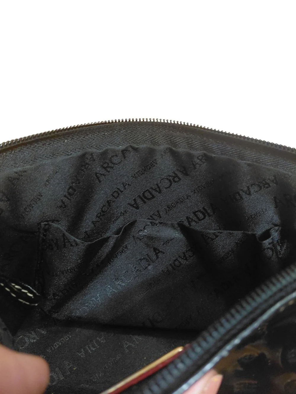 Arcadia Black Embossed Wristlet Pouch